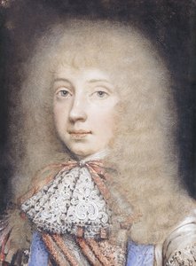 Portret van Edward Stuart, Buste Lengte, met Golvend Haar en Kant Kraag door Edmund Ashfield