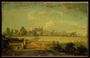 Uitzicht op Eton vanaf de speelvelden door Edmund Bristow