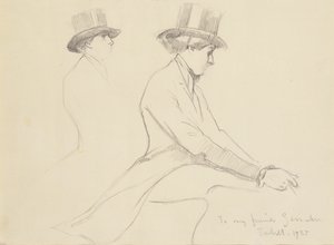 Ruiterfiguren (potlood op papier) door Edmund Charles Tarbell