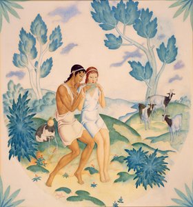 Het jonge paar, Daphnis en Chloe door Edmund Dulac