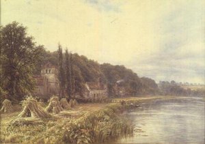 Dorp aan de Rivier met vissende figuren door Edmund George Warren