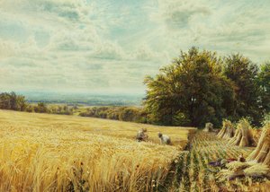 De oogsters, 1865 door Edmund George Warren
