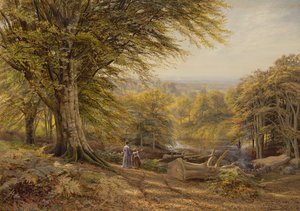 De houtskoolbranders nabij Weybridge, Surrey, 1870