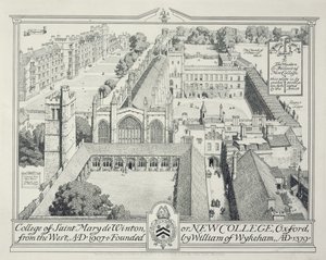 Het College van St. Mary de Winton of New College, 1928 door Edmund Hort New