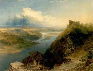 Arundel Castle, West Sussex, en stroom, 1855 door Edmund John Niemann