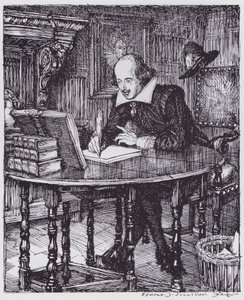 Shakespeare in zijn studeerkamer