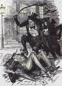 Mr Hyde vermoordt Sir Danvers Carew, Illustratie door Edmund Joseph Sullivan (1869-1933) voor de roman 