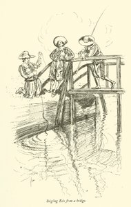 Paling vangen vanaf een brug door Edmund Joseph after Sullivan