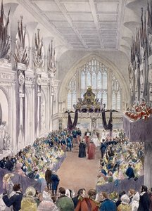 Napoleon III en keizerin Eugenie in Guildhall, Londen door Edmund Morin