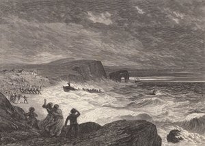 Het reddingsbootje aan land brengen door Edmund Morison (after) Wimperis