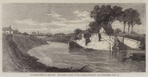 De overstromingen in de Fens, de geblazen sluis bij de Marshland Drain door Edmund Morison Wimperis