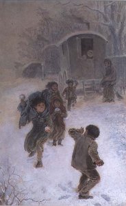 Zigeunerkinderen sneeuwballen