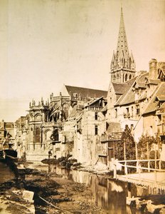 Rivier Odon en de apsis en kerktoren van Saint-Pierre de Caen, ca. 1850-55