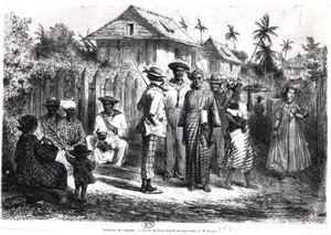 Inboorlingen van Cayenne, naar aquarellen van M. Bouyer, gegraveerd door Antoine Valery Bertrand (geb. 1823) door Edouard (after) Riou