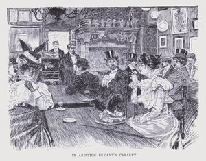 Boheems Parijs: In het cabaret van Aristide Bruant (litho)