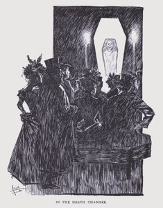 Boheems Parijs: In de dodenkamer (litho) door Edouard Alfred (1875 1954) Cucuel