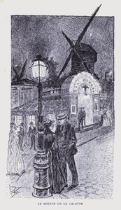 Boheems Parijs: Le Moulin de la Galette (litho) door Edouard Alfred (1875 1954) Cucuel
