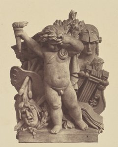 [Les Beaux-arts", Beeldhouwwerk van Nicolas Guillemin, Decoratie van het Louvre, Parijs]. door Édouard Baldus