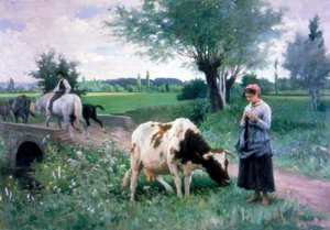 De goed bewaakte koe, 1890 door Edouard Bernard Debat Ponsan