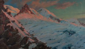 Twee bergbeklimmers arriveren bij Les Grands Mulets (Mont-Blanc massief)