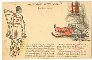 Satirische ansichtkaart in kleuren: Dreyfus-affaire - Henry Kolonel Illustratie door Couturier door Edouard Couturier