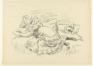Lezende vrouw ligt op bed