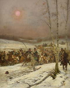 Kozakken vallen een eskadron van de Ere Garde aan, ca. 1910