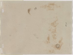 Schets van een man met opgeheven arm en schets van een helm (verso) door Edouard Detaille