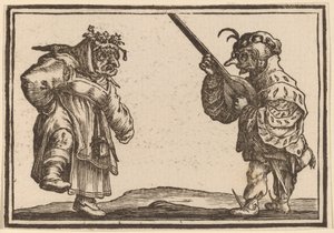 Dansers met luit door Edouard Eckman after Jacques Callot