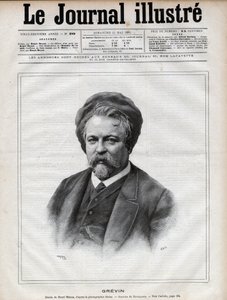 Alfred Grevin (1827-1892) beeldhouwer, cartoonist, cartoonist en ontwerper van Franse theaterkostuums - Gravure door Navellier naar een foto van Nadar in 