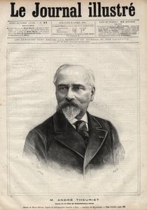 Portret van Andre Theuriet (1833-1907), Franse romanschrijver, dichter en academicus - Gravure door Navellier in 