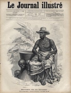 Portret van Behanzin (1844-1900), koning van Dahomey (Benin) - gravure door Navellier in 