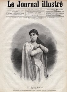 Portret van Emma Calve (Rosa Noemie Emma Calvet de Roquet, genoemd) (1858-1942), Franse sopraan - Gravure door Navellier in 