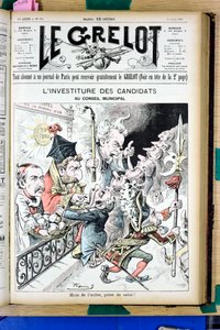 Omslag van Le Grelot, nummer 992, Satirisch in zwart-wit door Edouard Guillaumin Pepin