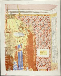 Interieur met roze behang II, plaat zes uit Landschappen en interieurs