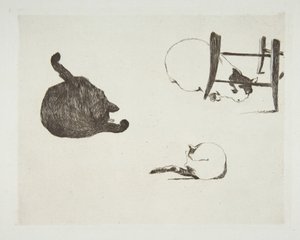 Katten, 1868-69 door Édouard Manet