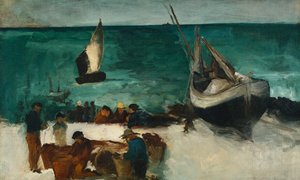 Vissersboten en Vissers; Marine bij Berck: Vissersboten en Vissers, 1873