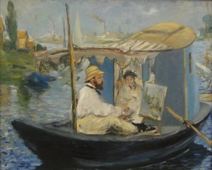 Duits: Die Barke Claude Monet schildert in zijn atelierboot door Édouard Manet