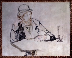 Portret van de Ierse romanschrijver Georges Moore (1852-1933) in het café door Édouard Manet