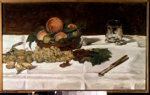 Stilleven, fruit op een tafel door Édouard Manet