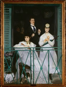 Het balkon (portretten van Berthe Morisot, Fanny Claus, Antoine Guillemet en Leon Leenhoff) door Édouard Manet