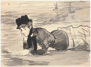 Vrouw Liggend op het Strand. Annabel Lee, ca. 1881 door Édouard Manet