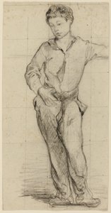 Jonge man staand (Léon Leenhoff) (recto); Schets van staande jongen (verso) door Édouard Manet