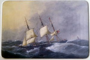 Een driemaster van de handel in 1882. Aquarel door Edouard Adam, 1882. Parijs, Musée de la Marine door Edouard Marie Adam