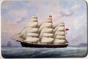 Het zeilschip William Lawrence. Aquarel door Edouard Adam (1847-1929) 1881. Parijs, Musee de la Marine