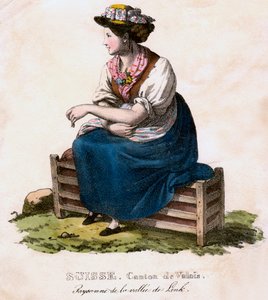 Zwitserse vrouw, ca. 1825 door Edouard Pingret