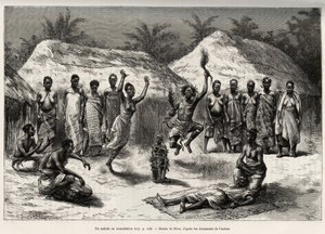 Een patiënt in consultatie met de agni (of anyi, Ivoorkust) door Edouard Riou