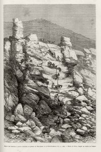 Aspect van de hoogten met verticale muren op het Dasoulami en Bobodioulasou plateau (Golf van Guinee) door Edouard Riou
