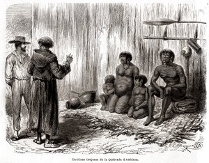 Christelijke evangelisatie van een familie van Yahuas Orejones-indianen in Peru door Edouard Riou