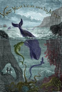 Gravure van het boek door Jules Verne "Twintigduizend mijlen onder zee"